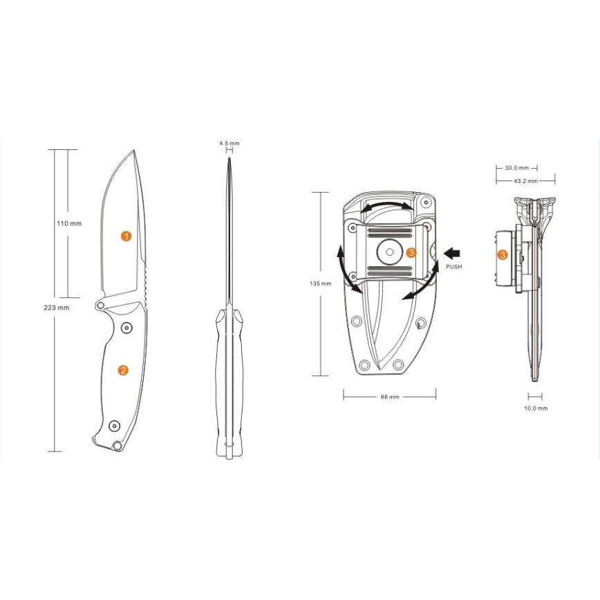 Ruike RUJF118G - Knife JAGER 22,3 cm zielony