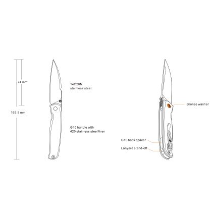 Ruike RUP661B - Nóż składany kompaktowy 16,9 cm czarny