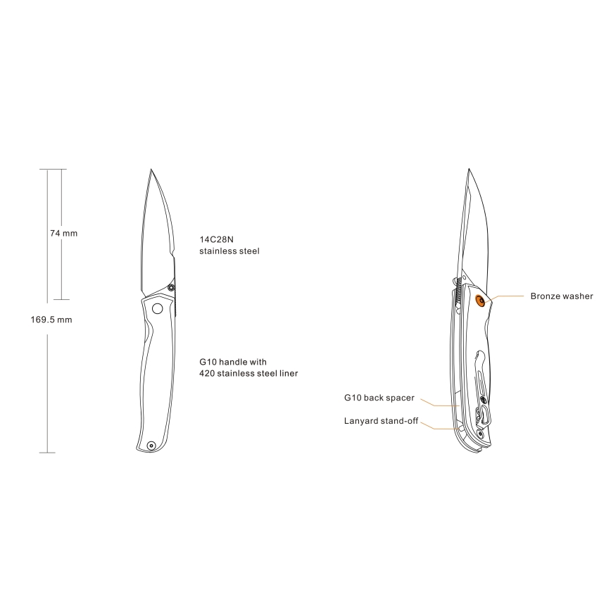 Ruike RUP661B - Nóż składany kompaktowy 16,9 cm czarny