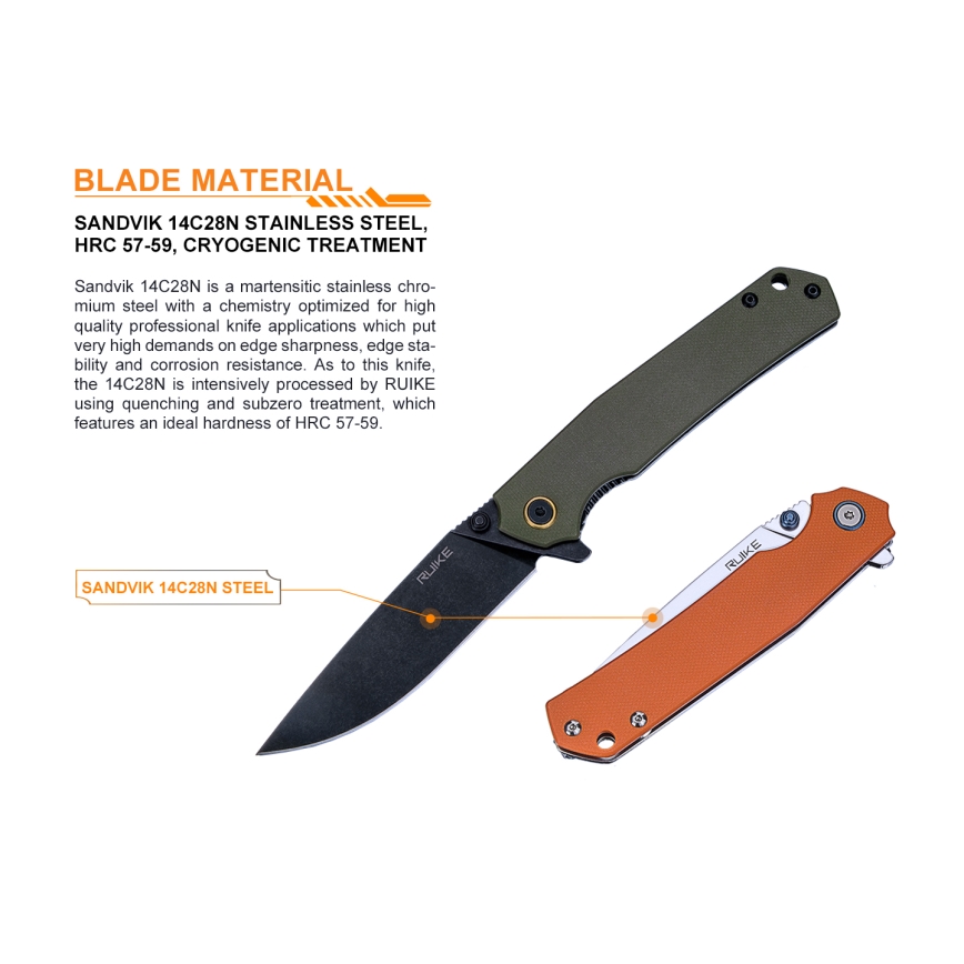 Ruike RUP801G - Nóż składany kieszonkowy 20 cm zielony