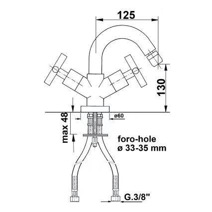 Sapho - Bateria bidetowa AXIA, chrom błyszczący