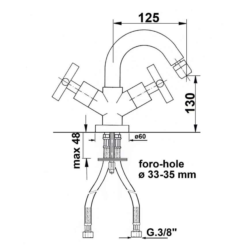 Sapho - Bateria bidetowa AXIA, chrom błyszczący