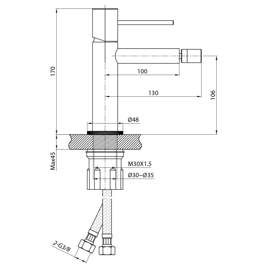 Sapho - Bateria bidetowa SOLARIS, chrom błyszczący