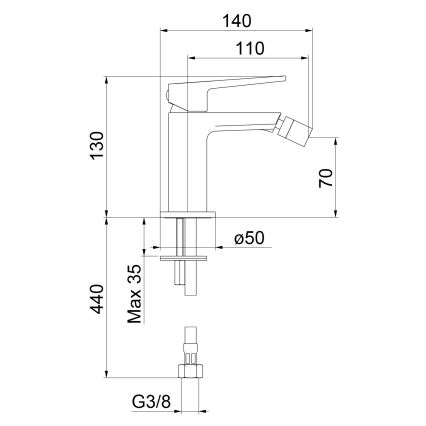 Sapho - Bateria bidetowa TURSI chrom błyszczący