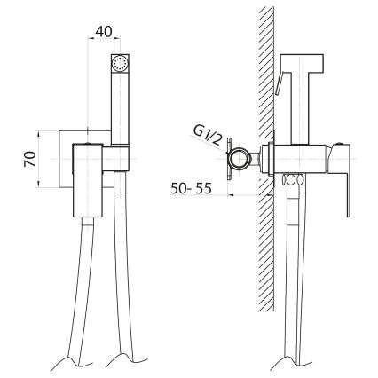 Sapho - Bateria bidetowa ze słuchawką bidetową do montażu podtynkowego CUBEMIX matowe złoto