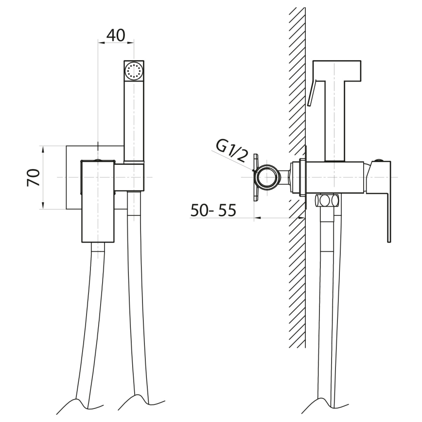 Sapho - Bateria bidetowa ze słuchawką bidetową do montażu podtynkowego CUBEMIX matowe złoto
