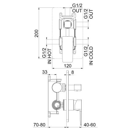 Sapho - Bateria prysznicowa do montażu podtynkowego TURSI czarny mat