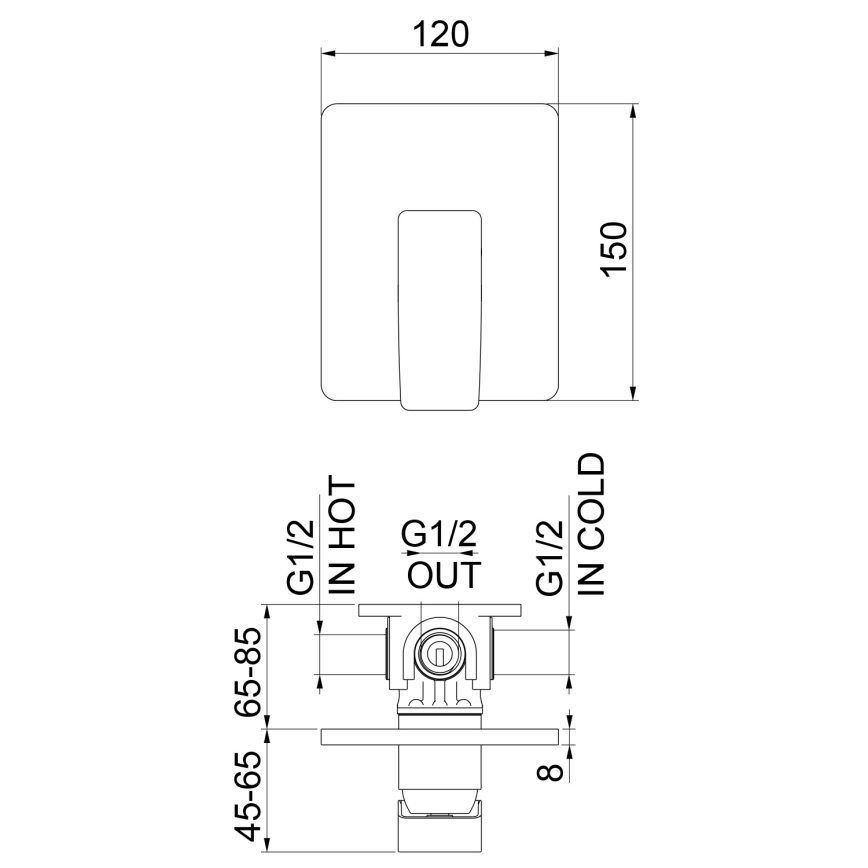 Sapho - Bateria prysznicowa podtynkowa TURSI, chrom błyszczący