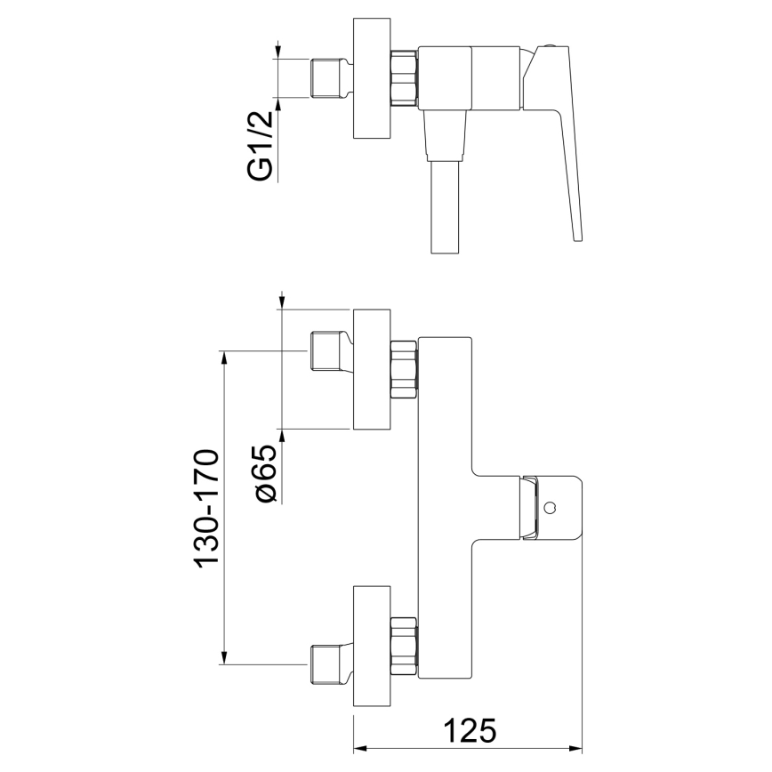Sapho - Bateria prysznicowa TURSI matowa czerń