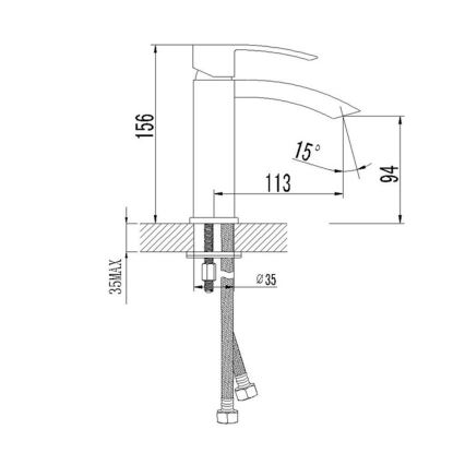 Sapho - Bateria umywalkowa GINKO 15,6 cm czarny mat