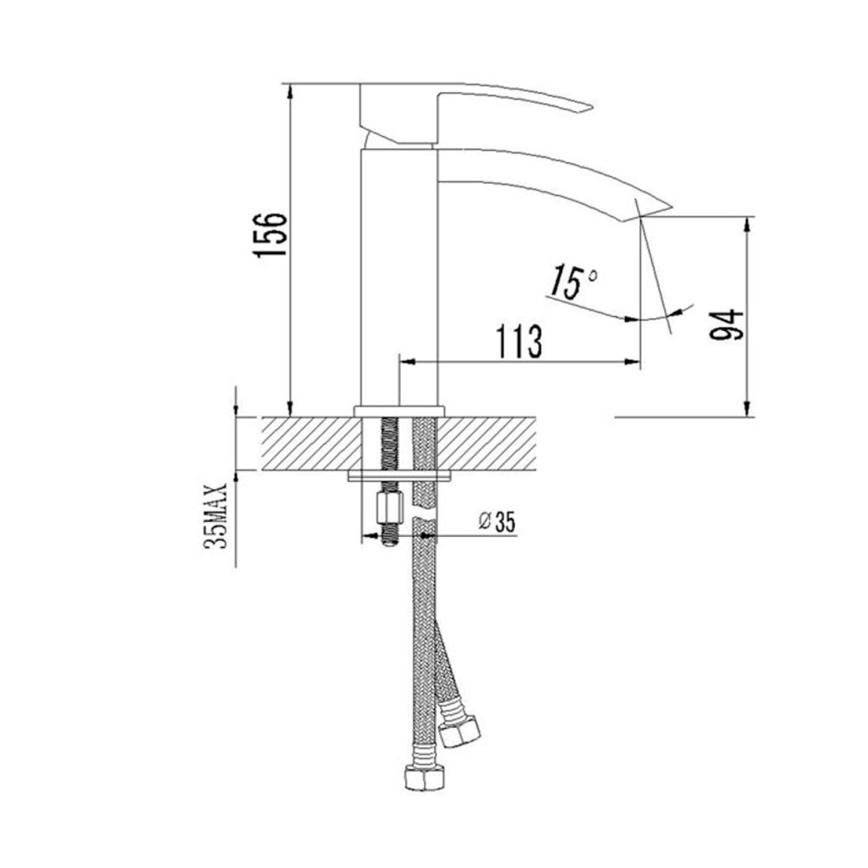 Sapho - Bateria umywalkowa GINKO 15,6 cm czarny mat