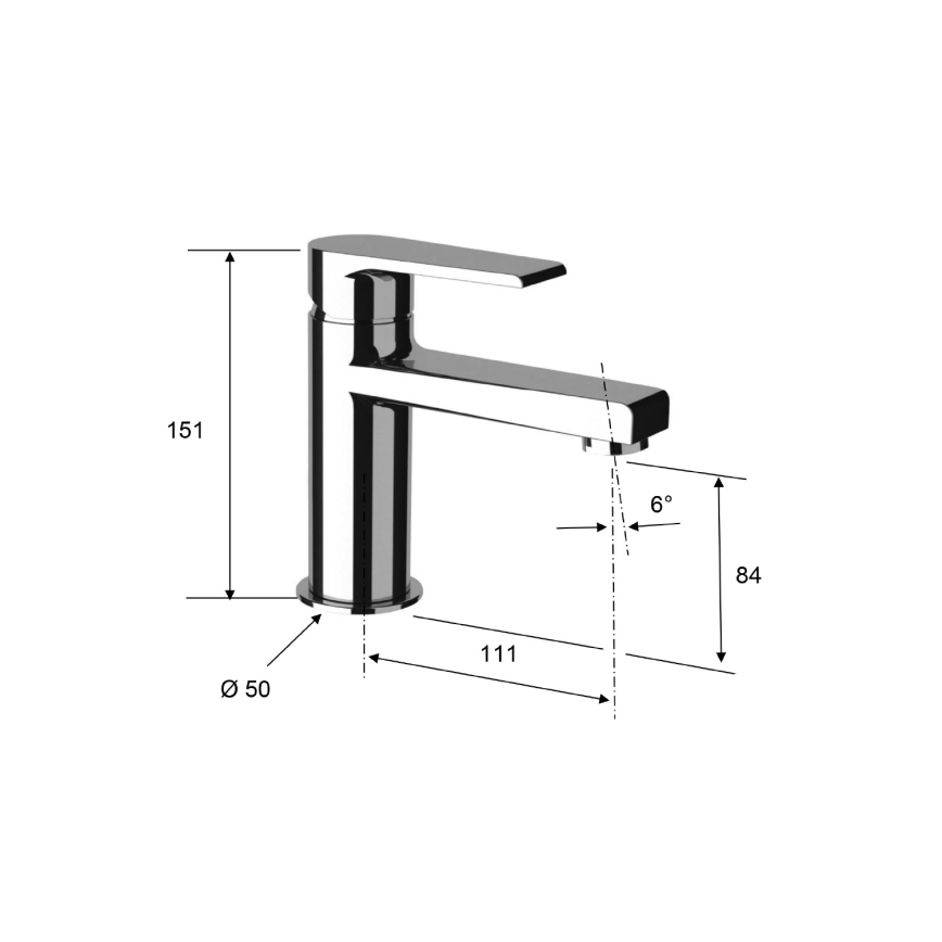 Sapho - Bateria umywalkowa KAI 15 cm, chrom błyszczący