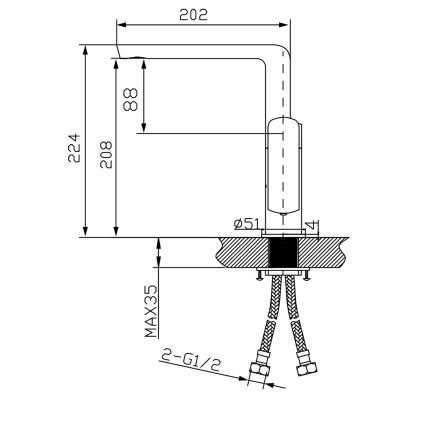 Sapho - Bateria umywalkowa MIXONA 22,4 cm chrom błyszczący