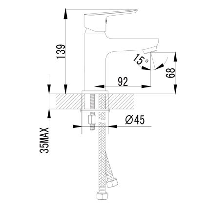 Sapho - bateria umywalkowa SMALL 13,9 cm, chrom błyszczący