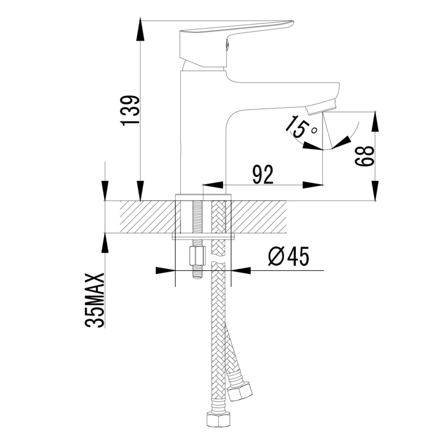 Sapho - bateria umywalkowa SMALL 13,9 cm, chrom błyszczący
