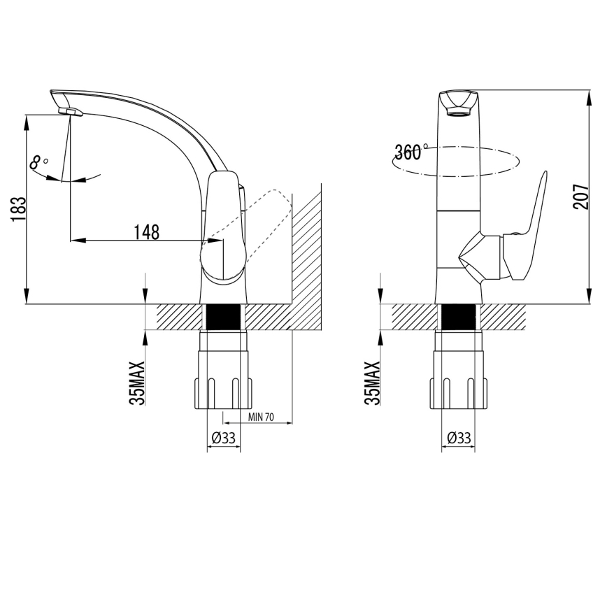 Sapho - Bateria umywalkowa SOLITER 18 cm, chrom błyszczący