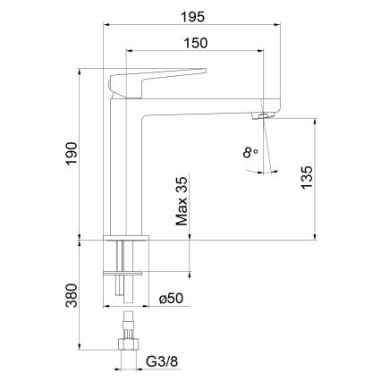 Sapho - Bateria umywalkowa TURSI 19 cm chrom błyszczący