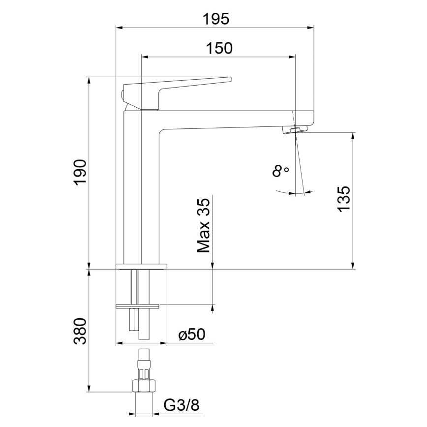 Sapho - Bateria umywalkowa TURSI 19 cm czarny mat