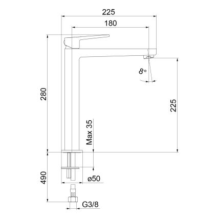 Sapho - Bateria umywalkowa TURSI 28 cm chrom błyszczący