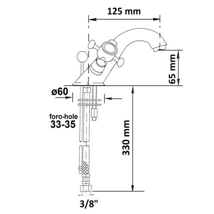 Sapho - Bateria umywalkowa z korkiem ANTEA, złota