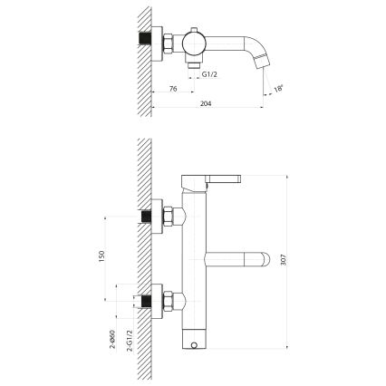 Sapho - Bateria wannowa ICONIC matowa czarna