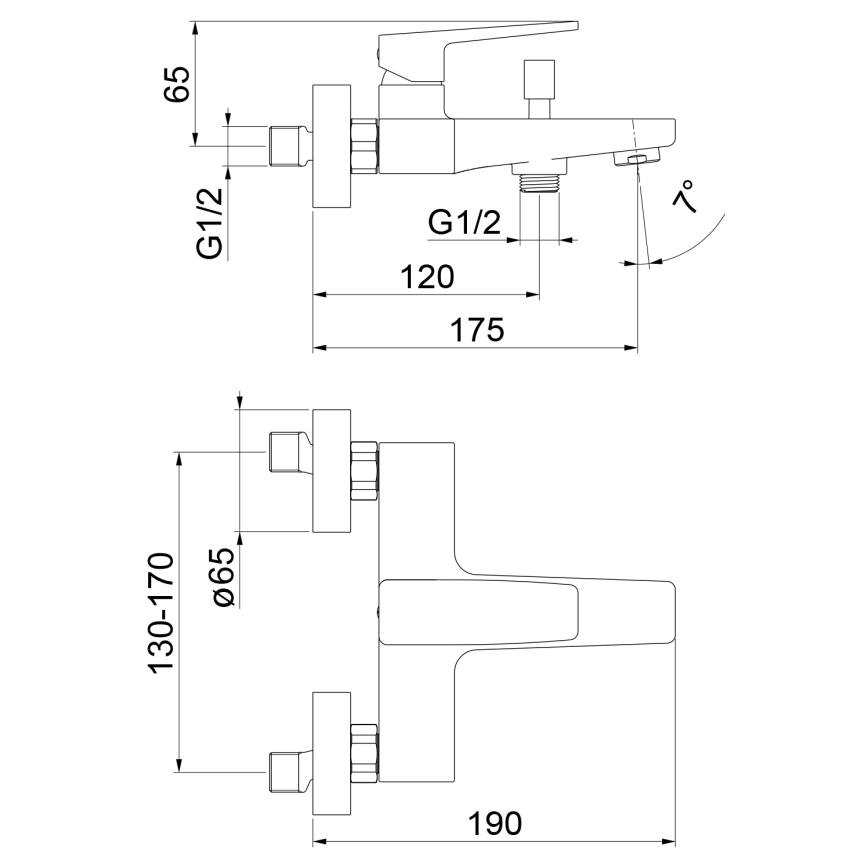 Sapho - Bateria wannowa TURSI chrom błyszczący