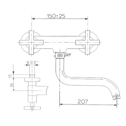 Sapho - Bateria zlewozmywakowa AXIA, chrom błyszczący