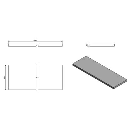 Sapho - Blat pod umywalkę AVICE 150x49,5 cm szary/cement