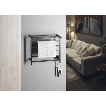 Sapho - Elektryczna suszarka do ręczników ELZOR 60W 47x50 cm czarny mat
