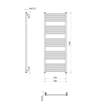 Sapho - Elektryczna suszarka do ręczników METRO-E 500W 134x50 cm biała
