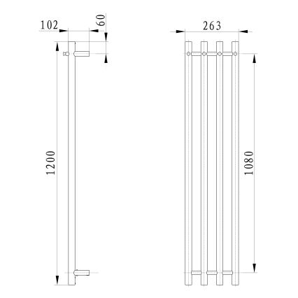 Sapho - Elektryczna suszarka do ręczników PAPINADO 85W/230V 120 cm chrom błyszczący prawa