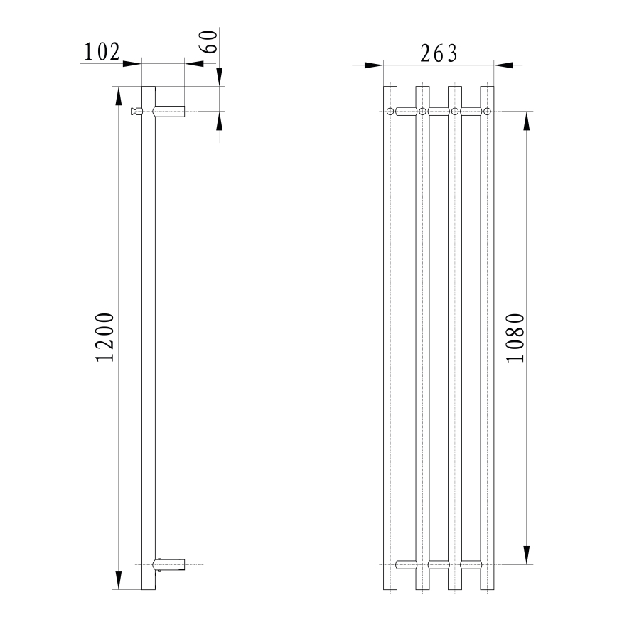 Sapho - Elektryczna suszarka do ręczników PAPINADO 85W/230V 120 cm chrom błyszczący prawa