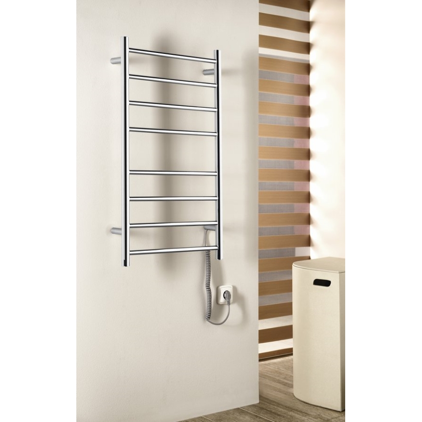 Sapho - Elektryczna suszarka do ręczników REDONDO 75W/230V 90 cm chrom błyszczący prawa obły
