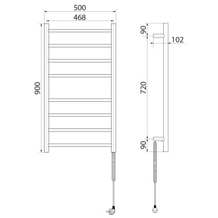 Sapho - Elektryczna suszarka do ręczników REDONDO 75W/230V 90 cm chrom błyszczący prawa obły