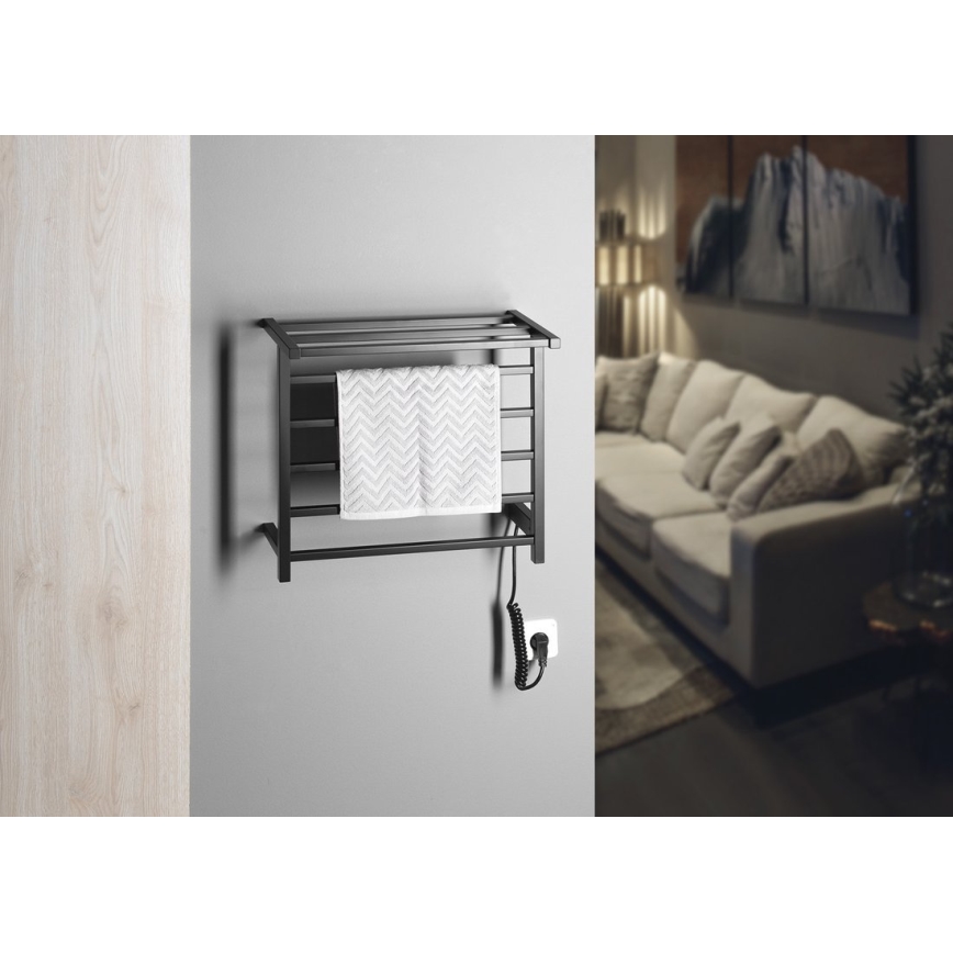 Sapho - Elektryczny suszacz do ręczników ELZOR 60W/230V 47x50 cm matowa czerń