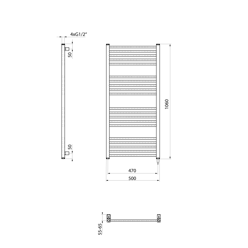 Sapho - Elektryczny suszacz do ręczników METRO-E 400W 106x50 cm biały