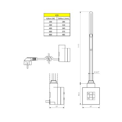 Sapho - Grzałka z termostatem KTX 400W, chrom polerowany