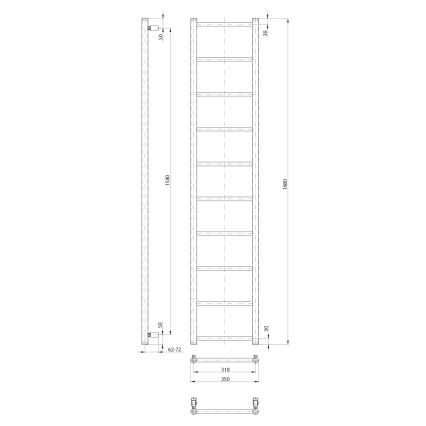 Sapho - Grzejnik łazienkowy DINA 334W 35x168 cm biały