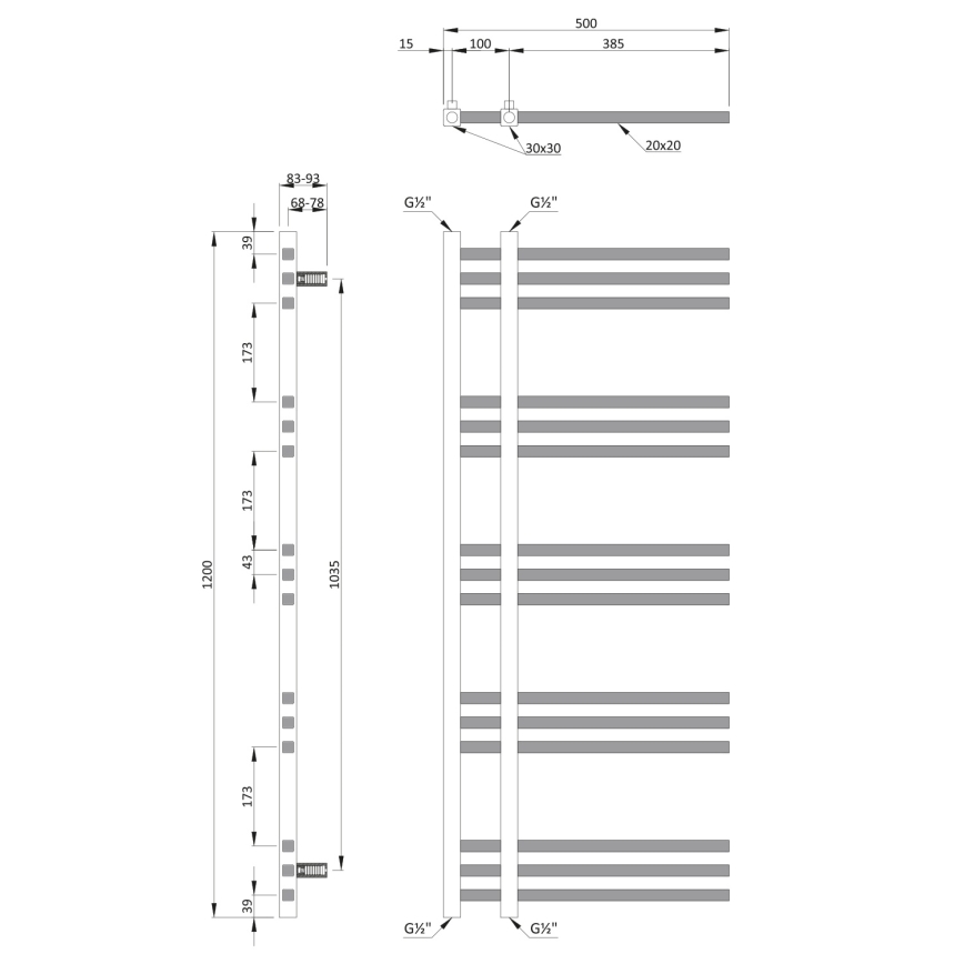 Sapho - Grzejnik łazienkowy MAGDALENA 408W/230V 50x120 cm, błyszczący chrom