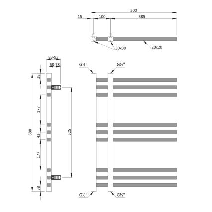 Sapho - Grzejnik łazienkowy MAGDALENA 69x50 cm chrom błyszczący