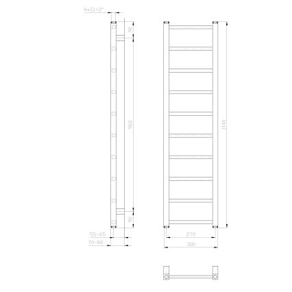 Sapho - Grzejnik łazienkowy METRO LIGHT 211W 30x114 cm biały