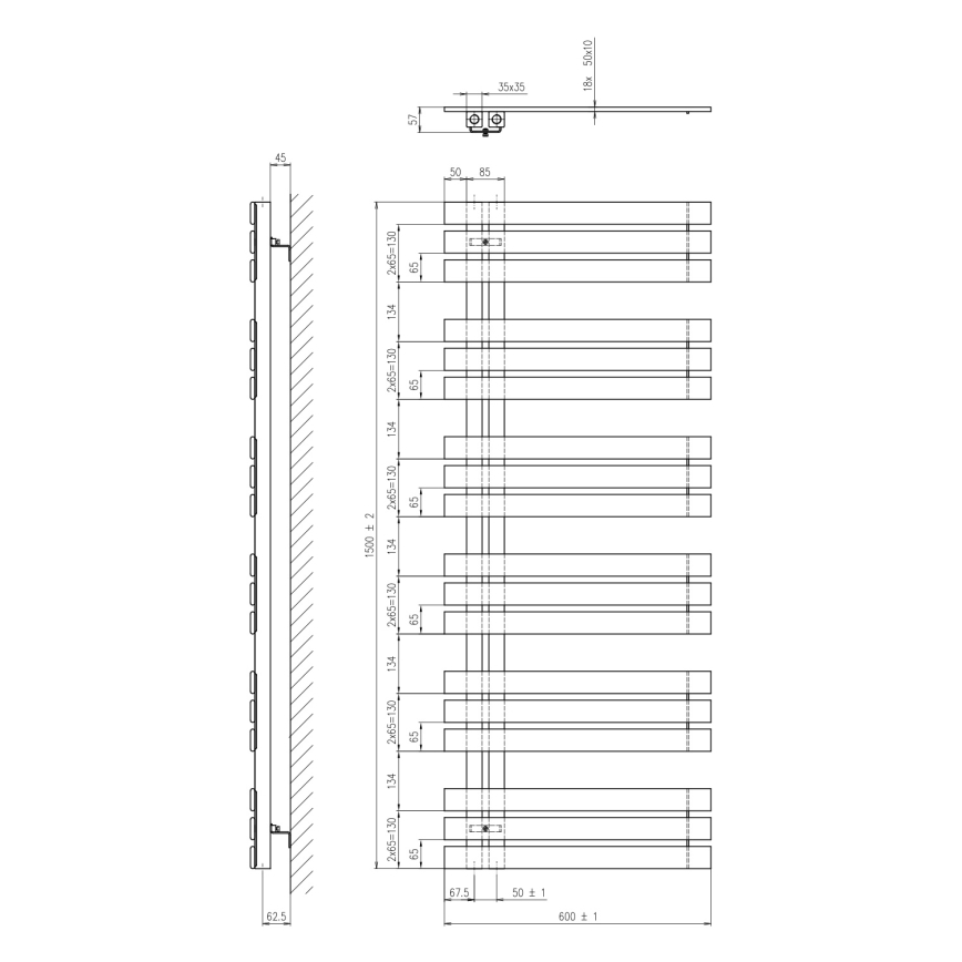 Sapho - Grzejnik łazienkowy SILVANA 150x60 cm biały