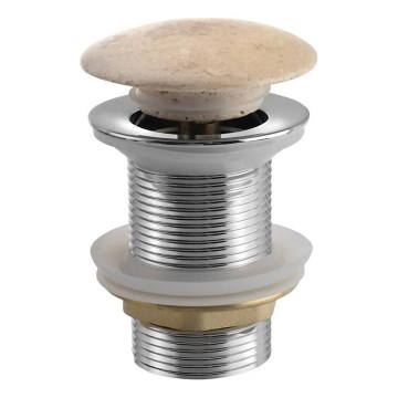 Sapho - Korek umywalkowy Click-Clack BLOK śr. 6,7 cm trawertyn/błyszczący chrom