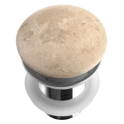 Sapho - Korek umywalkowy Click-Clack BLOK śr. 6,7 cm trawertyn/błyszczący chrom