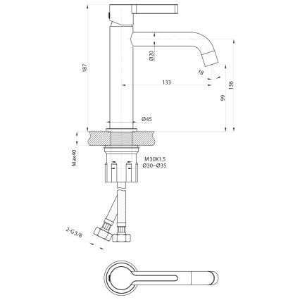 Sapho - Kran do umywalki ICONIC 18,7 cm chrom błyszczący