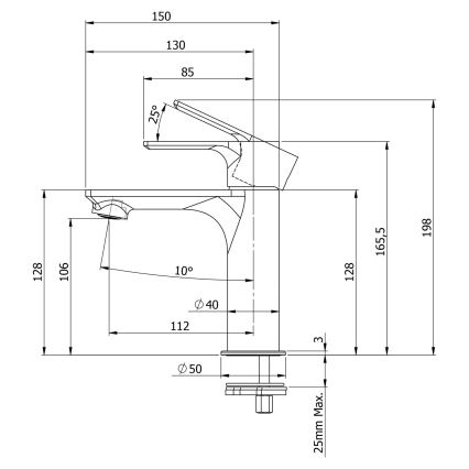 Sapho - Kran do umywalki PAX 16,5 cm chrom błyszczący