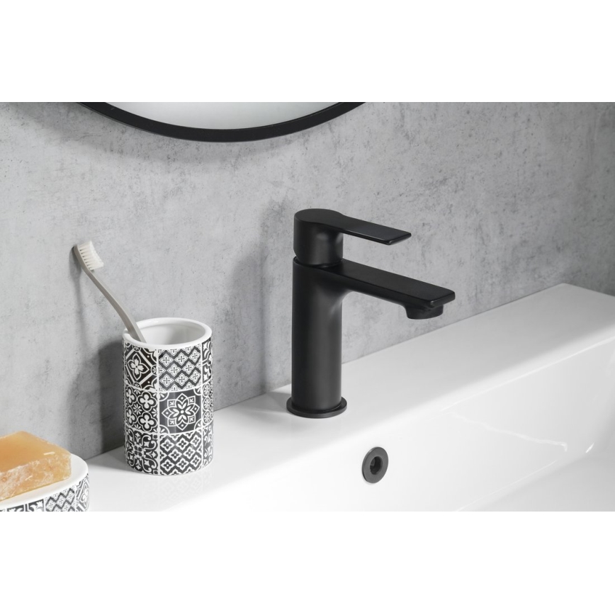 Sapho - Kran do umywalki PAX 16,5 cm matowy czarny