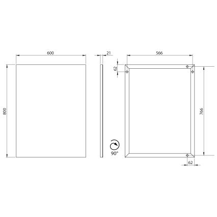 Sapho - Lustro w ramie AROWANA 60x80 cm czarny mat