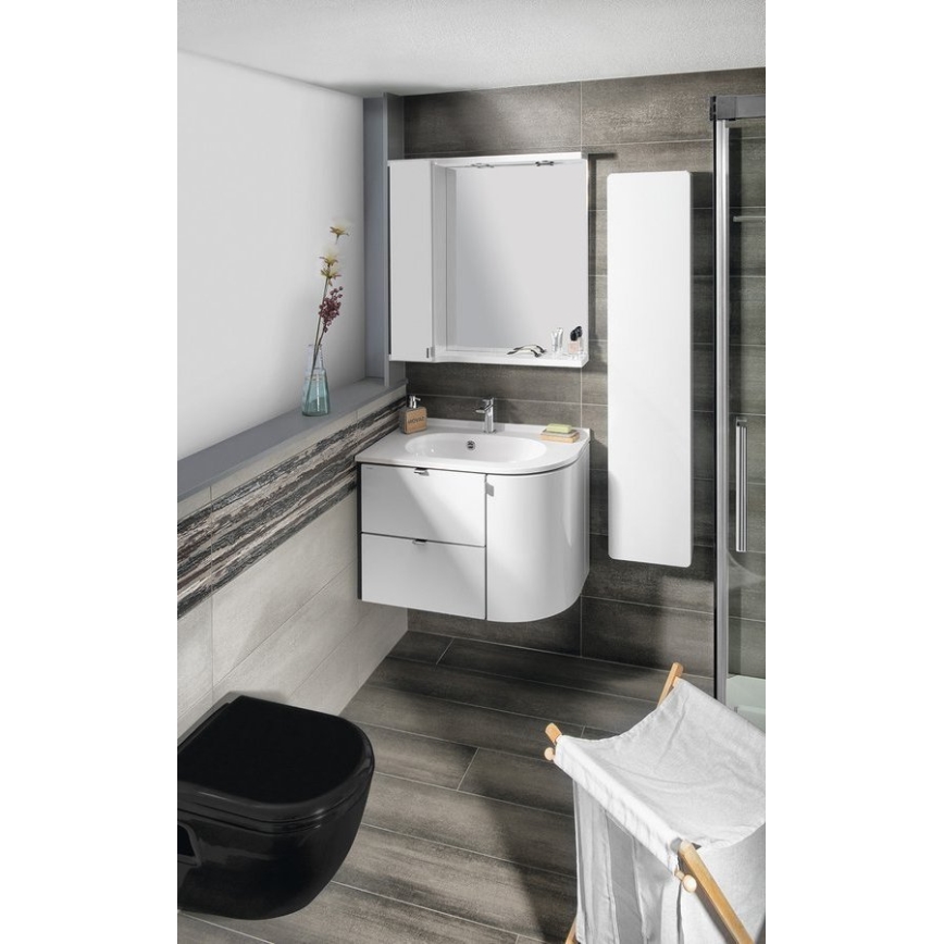 Sapho - Narożna umywalka wpuszczana PULSE 75x43 cm marmur/biały