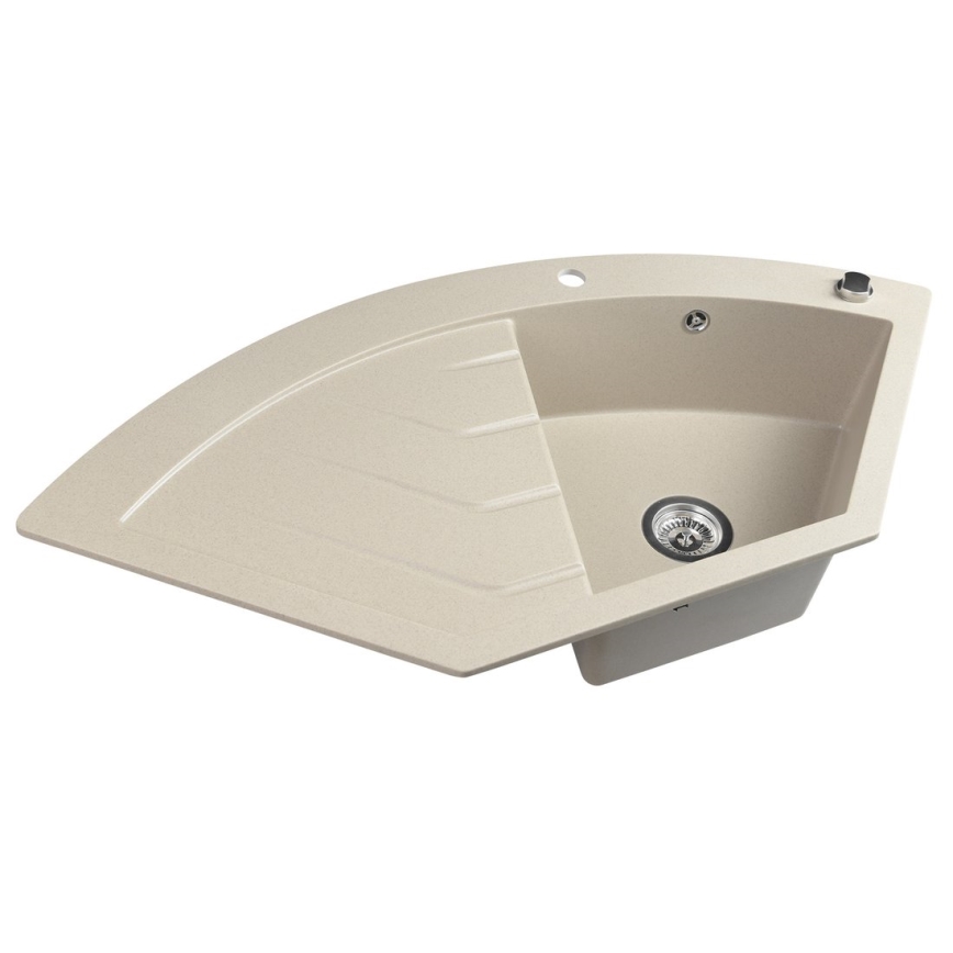 Sapho - Narożny zlewozmywak kuchenny 114x57,5 cm granit/beżowy